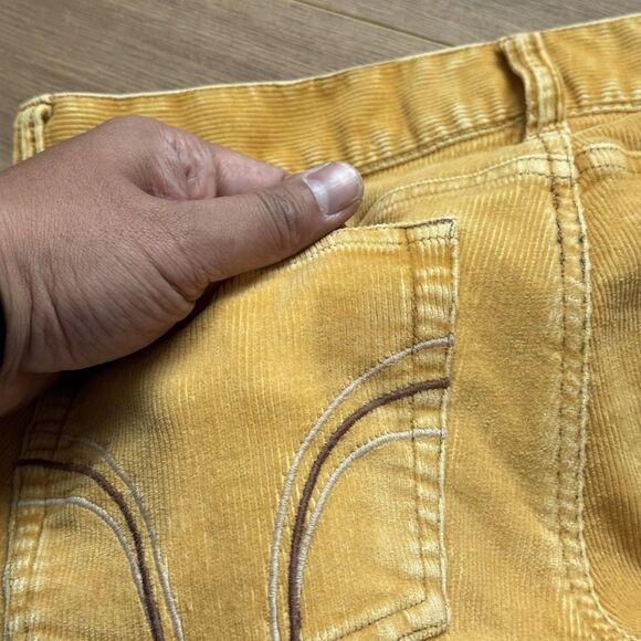 Vintage 90s Hollister Womens 30” Waist Low Rise Corduroy Gold Yellow Flare Pants - Picture 8 of 10